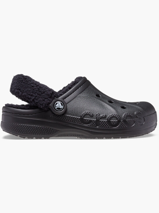 crocs baya forrado de pelusa de la correa de obstruir negro deichmann