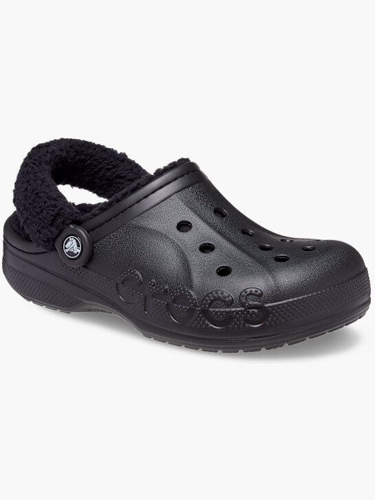 crocs baya forrado de pelusa de la correa de obstruir negro deichmann