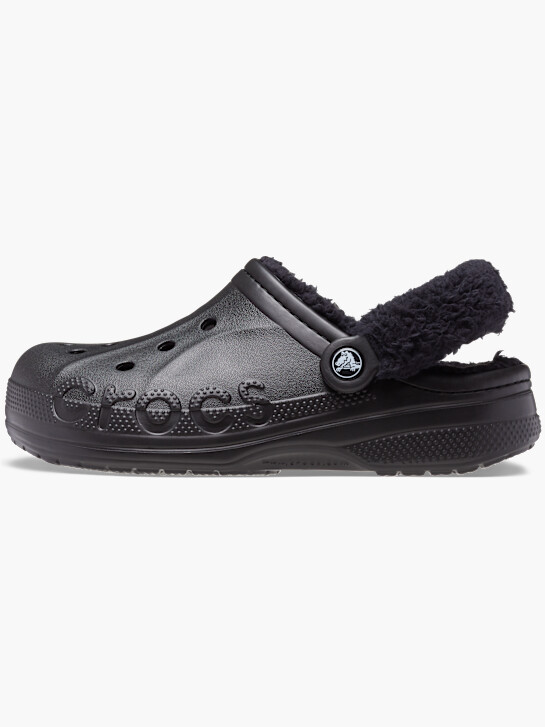 crocs baya forrado de pelusa de la correa de obstruir negro deichmann