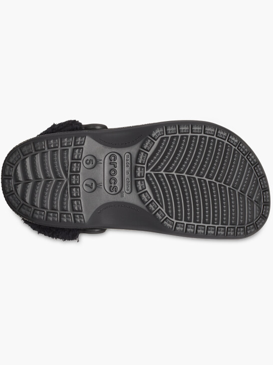 crocs baya forrado de pelusa de la correa de obstruir negro deichmann