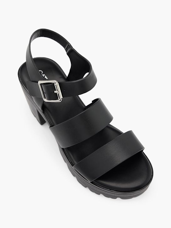 pasarela de tacón de la sandalia negro deichmann