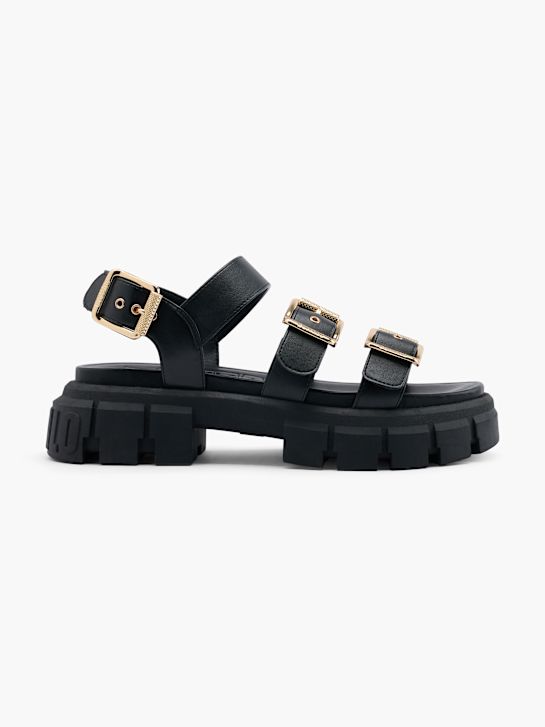 búfalo de tacón de la sandalia negro deichmann