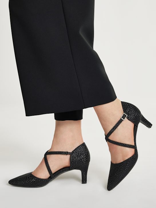 pasarela atado talón negro deichmann