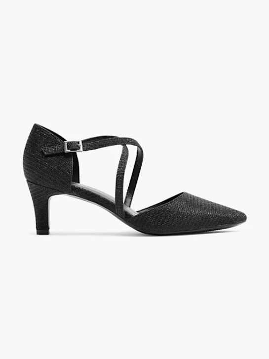 pasarela atado talón negro deichmann