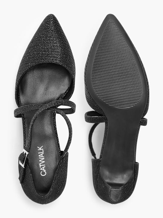 pasarela atado talón negro deichmann