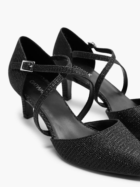 pasarela atado talón negro deichmann