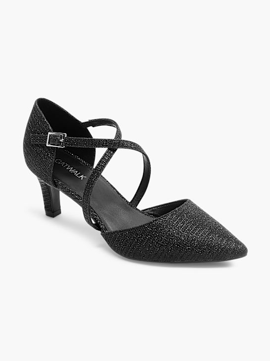 pasarela atado talón negro deichmann