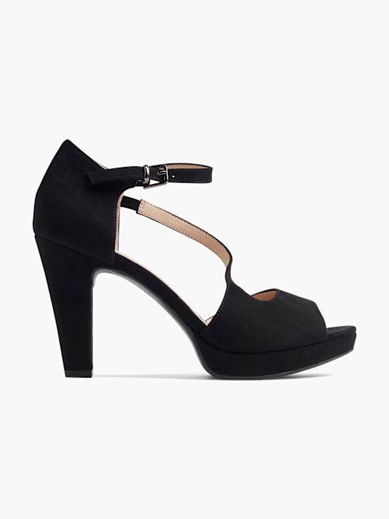 graceland peep-toe de tacón negro deichmann