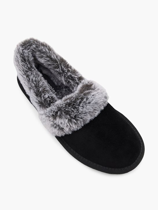 hush puppies de la felpa de zapatillas negro deichmann