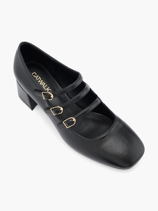 pasarela de mary jane atado talón negro deichmann