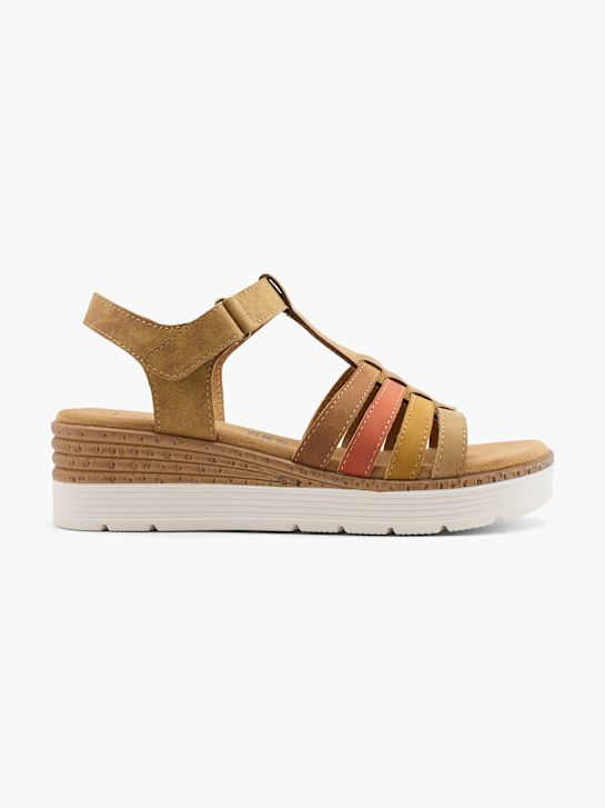 easy street tacón de la sandalia marrón deichmann