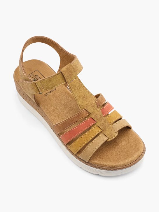 easy street tacón de la sandalia marrón deichmann